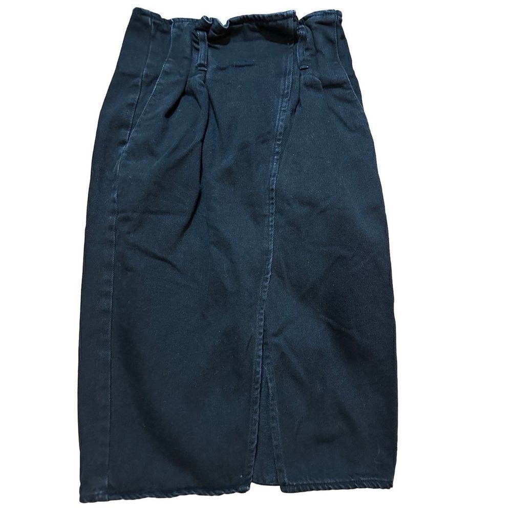 Bershka Womens black denim midi skirt sz 00